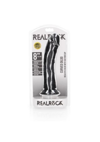 Dildo realistyczne zakrzywione z przyssawką RealRock czarne 20,5 cm