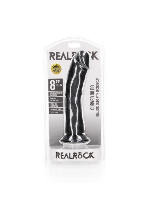 Dildo realistyczne zakrzywione z przyssawką RealRock czarne 20,5 cm
