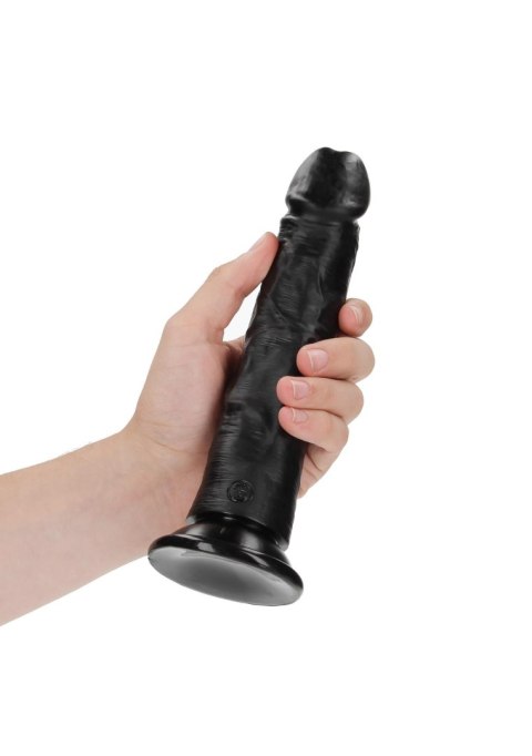 Dildo realistyczne zakrzywione z przyssawką RealRock czarne 20,5 cm