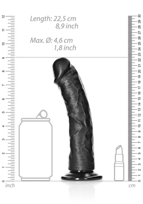 Dildo realistyczne zakrzywione z przyssawką RealRock czarne 20,5 cm