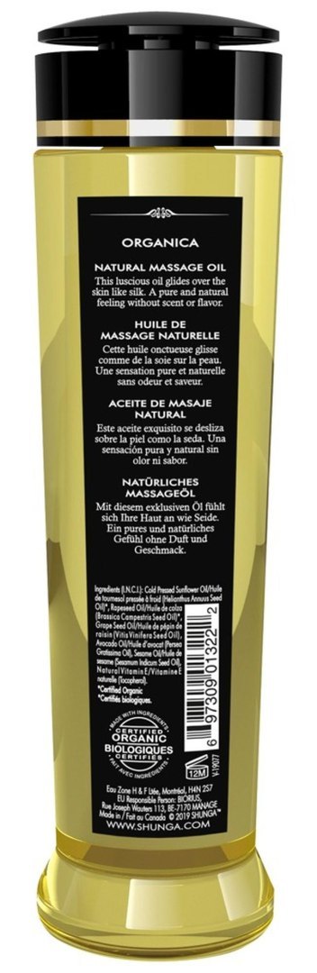 Olejek do masażu Shunga organiczny bezzapachowy jadalny 240ml