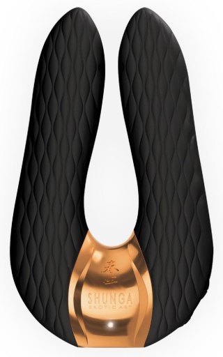 Wibrator podwójny Shunga Aiko silikonowy czarny USB 11 cm