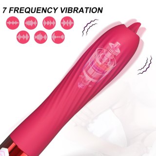 Wibrator silikonowy z ruchomym języczkiem ogrzewany B Series Fox USB