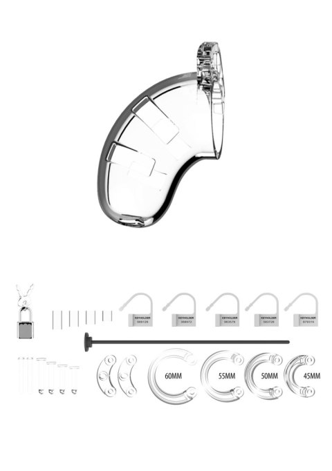 Pas cnoty ManCage Model 15 transparentny z rozszerzaczem cewki 20 cm