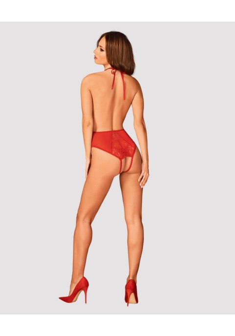 Body koronkowe Dagmarie z otwartym krokiem Obsessive czerwone M/L