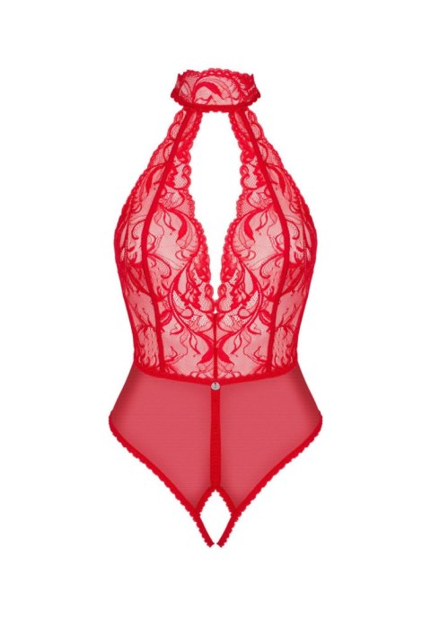 Body koronkowe Dagmarie z otwartym krokiem Obsessive czerwone M/L