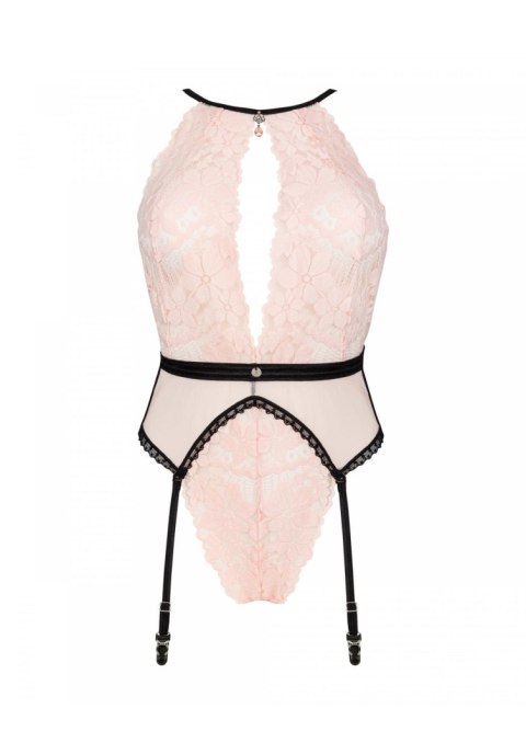 Body z pasem do pończoch Lilines Obsessive różowe L/XL