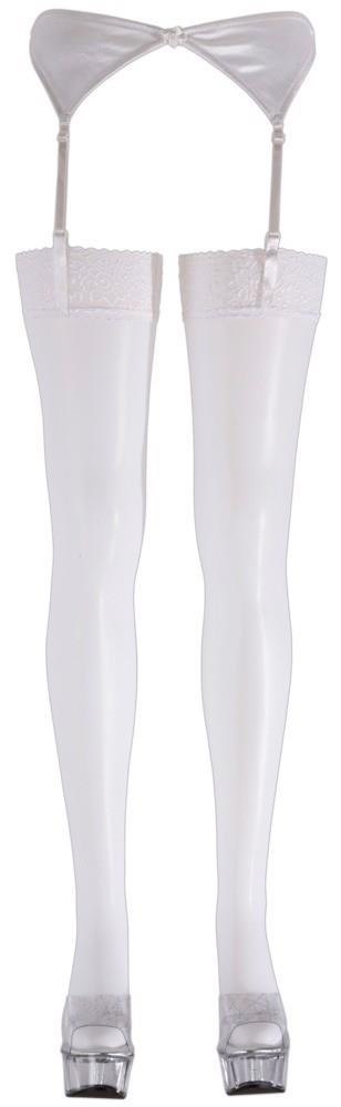 Pończochy białe z koronką Cottelli LEGWEAR