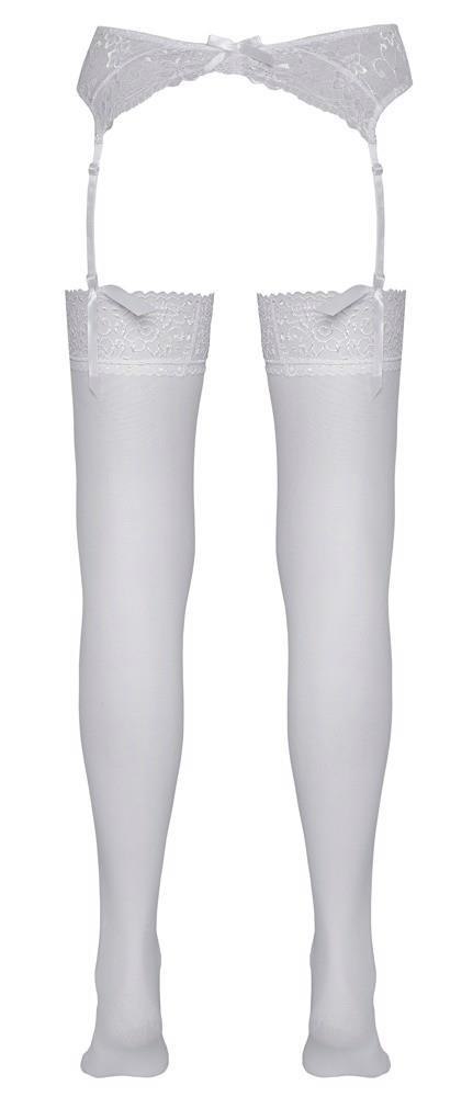 Pończochy białe z koronką Cottelli LEGWEAR
