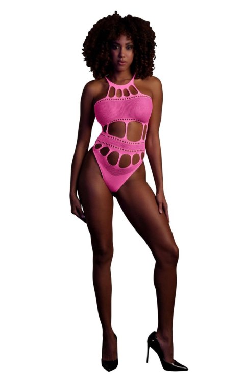 Body Ouch z greckim dekoltem neonowy róż XS/XL