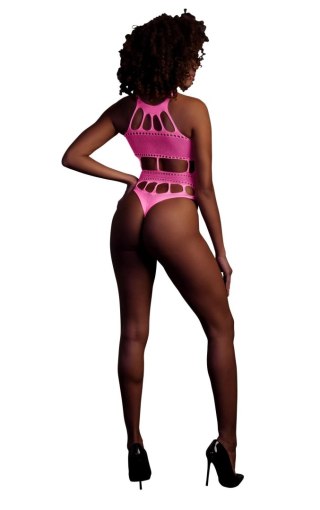 Body Ouch z greckim dekoltem neonowy róż XS/XL