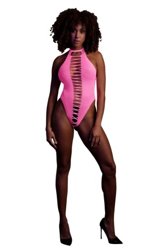 Body erotyczne high-cut Ouch! neonowy różowy XS/XL