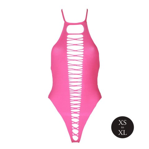 Body erotyczne high-cut Ouch! neonowy różowy XS/XL