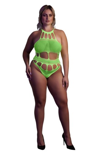 Body z greckim dekoltem Ouch neonowa zieleń XL XXXXL