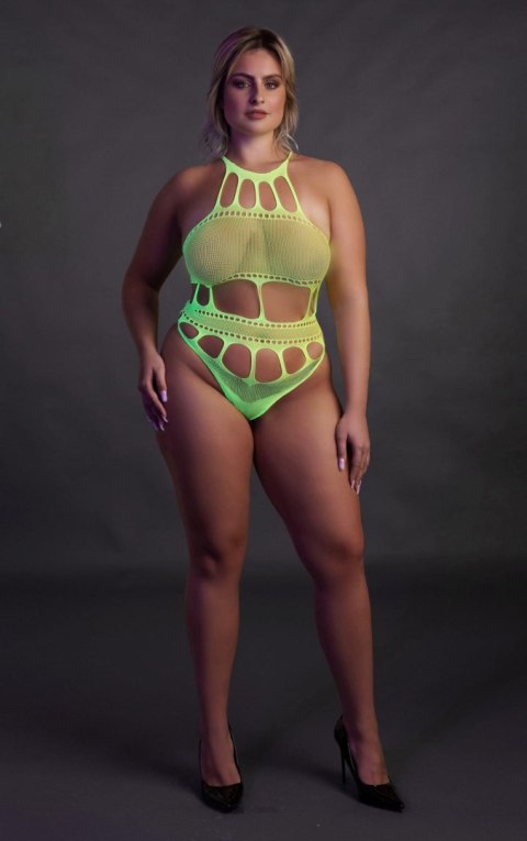 Body z greckim dekoltem Ouch neonowa zieleń XL XXXXL