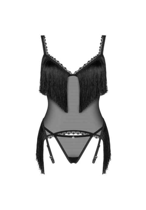 Czarny transparentny gorset i stringi Sherila Obsessive XL/2XL
