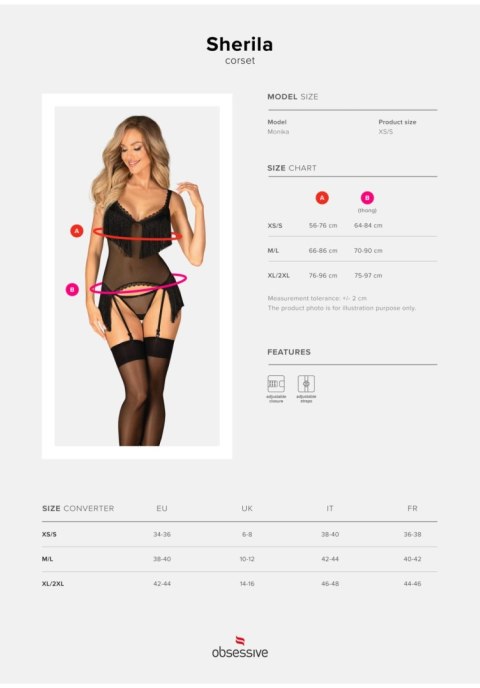 Czarny transparentny gorset i stringi Sherila Obsessive XS/S