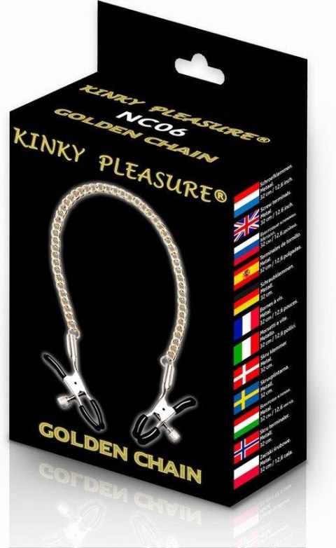 Klipsy na sutki Kinky Pleasure złoty łańcuszek stal nierdzewna