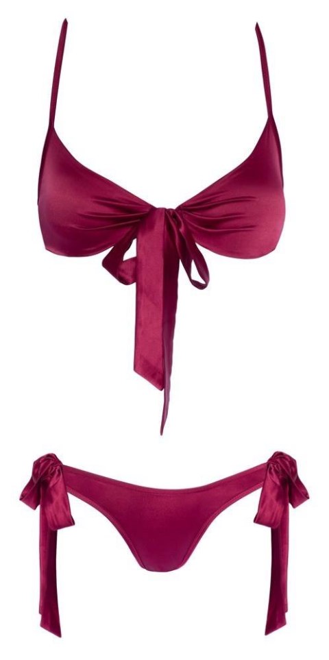Komplet bielizny z kokardkami Cottelli LINGERIE czerwony S/M
