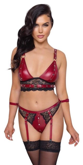 Komplet bondage Cottelli BONDAGE czerwony z paskami na kostki