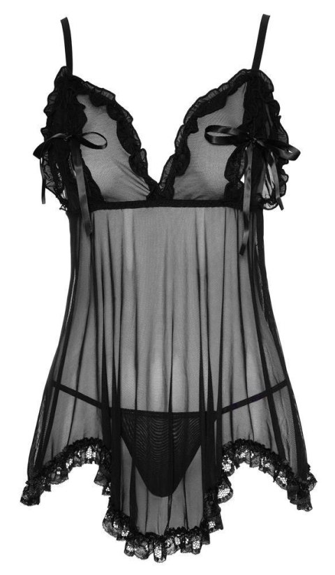 Babydoll z falbankami Cottelli LINGERIE czarny L