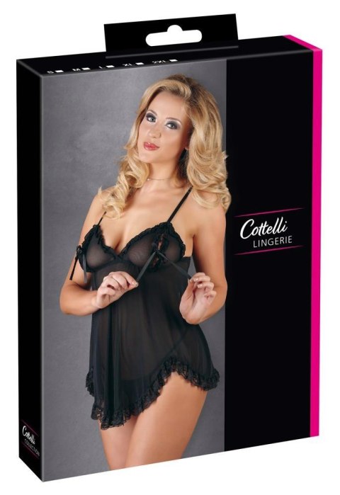 Babydoll z falbankami Cottelli Lingerie czarny 2XL