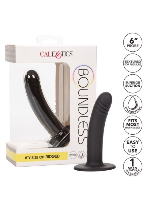 Dildo analne silikonowe Boundless prążkowane czarne 15 cm