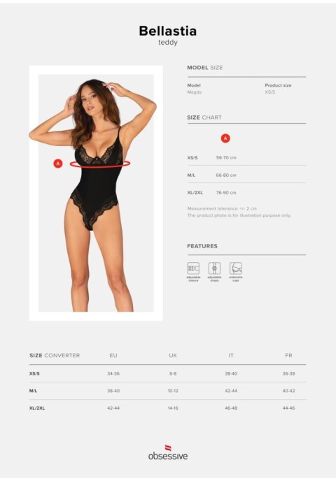 Erotyczne body Bellastia Obsessive czarne XS/S