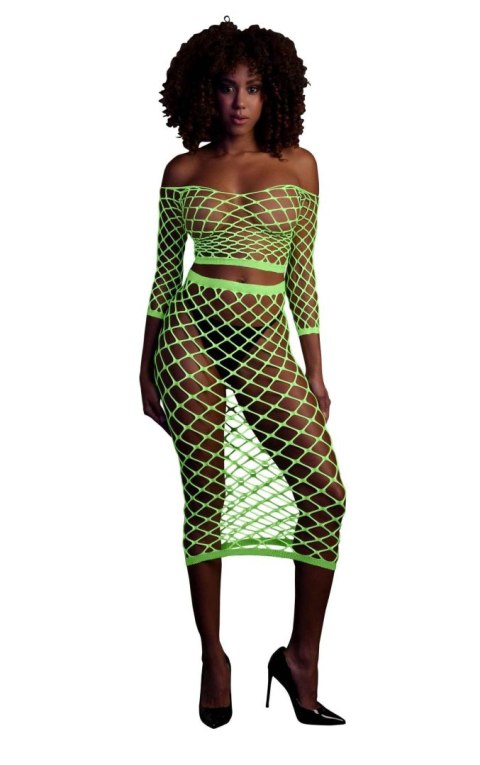 Komplet bielizny Ouch neonowy zielony XS/XL