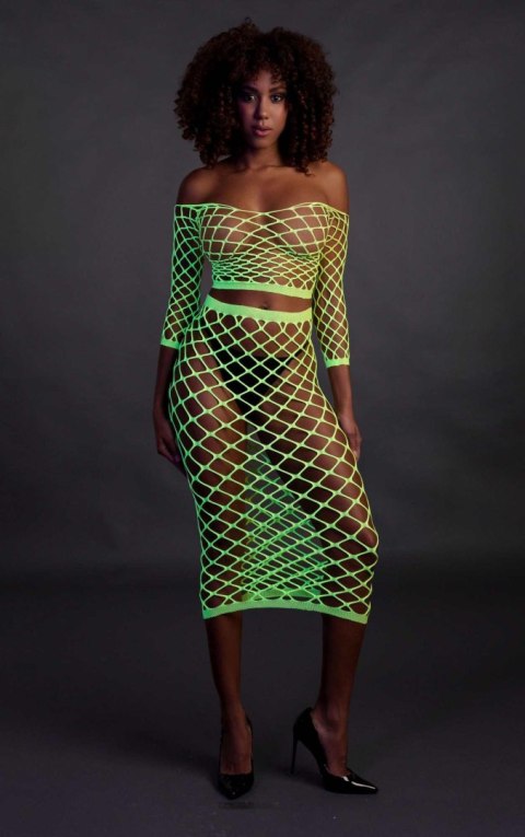 Komplet bielizny Ouch neonowy zielony XS/XL