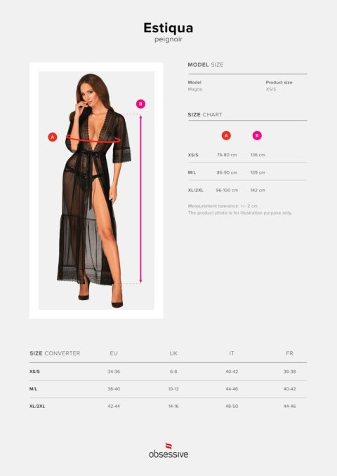 Prześwitujący peniuar Estiqua Obsessive XL/2XL