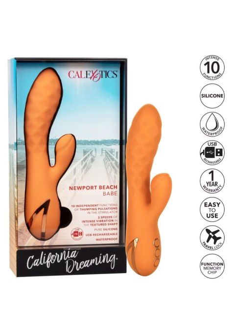 Wibrator króliczek Calexotics Newport Beach Babe pomarańczowy USB 21.5 cm