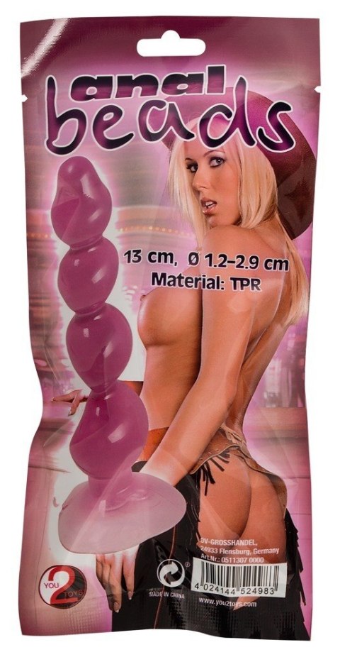 Kule analne You2Toys przezroczysto fioletowe 4 kulki 13 cm