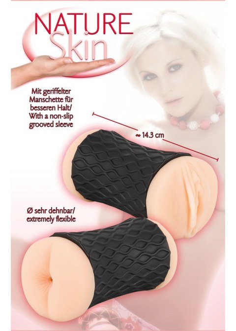 Masturbator Nature Skin z pochwą i odbytem skóra 14 cm