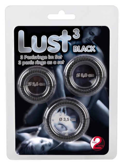 Pierścienie erekcyjne rowkowane Lust 3 You2Toys silikonowe czarne