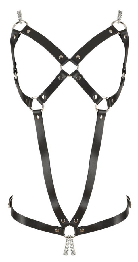 Skórzany harness ZADO z dwoma łańcuchami S L