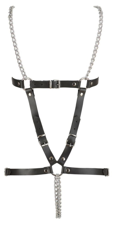 Skórzany harness ZADO z dwoma łańcuchami S L
