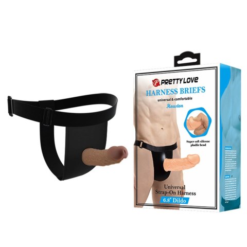 Regulowana uprząż strap-on Pretty Love Houston silikonowe dildo 17 cm