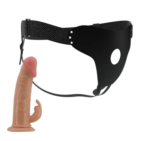 Pas strap-on z protezą króliczą Pretty Love Mavis cielisty 19 cm