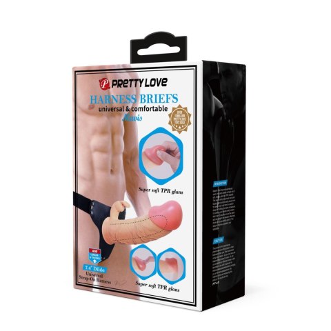 Pas strap-on z protezą króliczą Pretty Love Mavis cielisty 19 cm