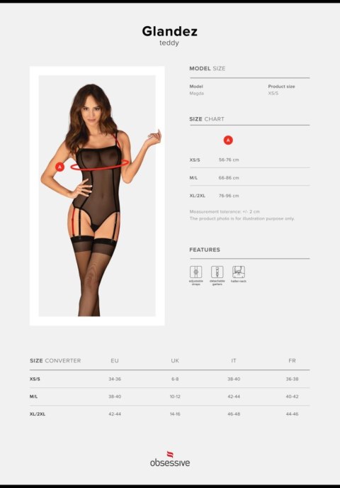 Body erotyczne Obsessive Glandez czarne M/L