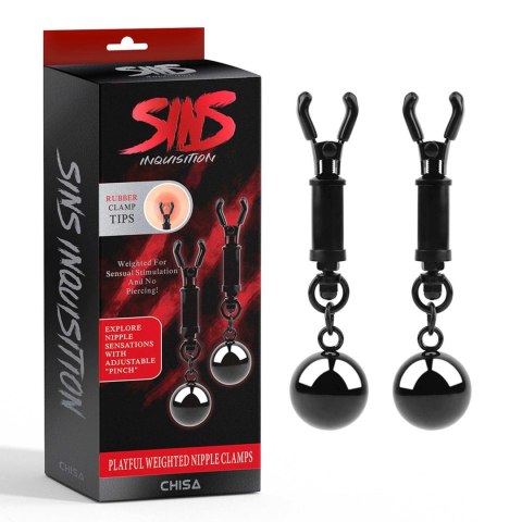 Obciążone metalowe klipsy na sutki Sins