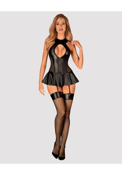 Pończochy Darkessia czarne skóropodobne L/XL Obsessive