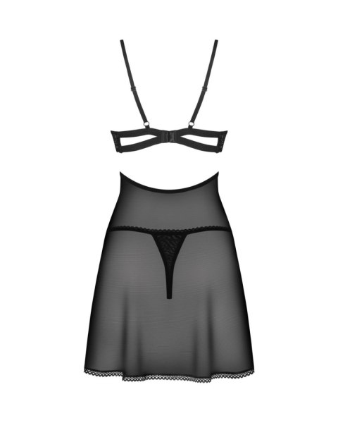 Babydoll koronkowy transparentny z fiszbinami i stringami Obsessive XL 2XL