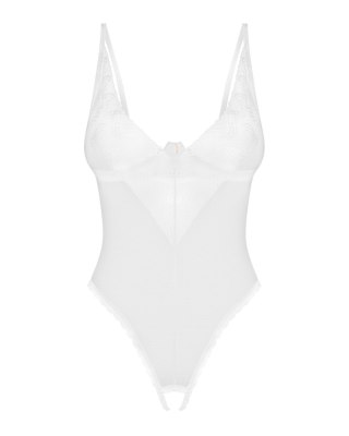 Body otwarte koronkowe Alissium Obsessive białe M/L