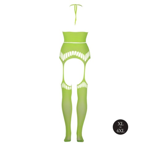 Neonowy komplet Ouch! UV crop top i pończochy XL XXXXL