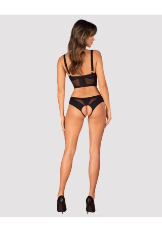 Komplet bielizny erotycznej Obsessive Chic Amoria otwarty czarny XS/S