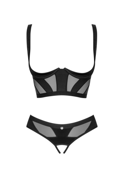 Komplet bielizny erotycznej Obsessive Chic Amoria otwarty czarny XS/S