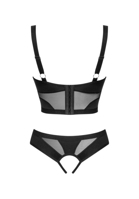 Komplet bielizny erotycznej Obsessive Chic Amoria otwarty czarny XS/S