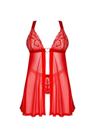 Koronkowe babydoll i stringi Elianes Obsessive czerwone XS/S